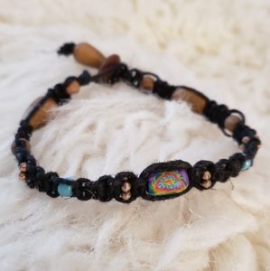 Hippie Tie Dye Bead & Black Cord Macrame …